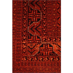  Afghan red and blue ground rug, Herati decorated field with repeating border, 298cm x 203cm  
