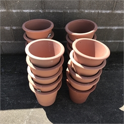  Twenty circular tapering terracotta flower pots, D34cm, H30cm (20)  