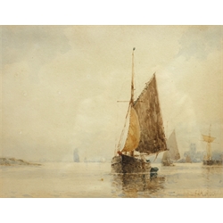  Frederick James Aldridge (British 1850-1933): Shipping in an Estuary, watercolour signed 21cm x 28cm  