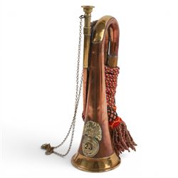 Royal Welsh Fusiliers 23rd Regiment bugle, together with copper hunting horn, midshipman dirk