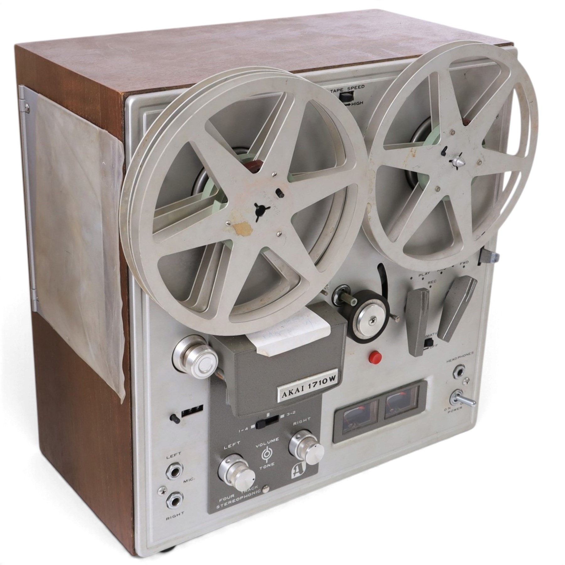 Akai 1710W reel to reel tape deck, with a pair of Kenwood KL-3030D speakers