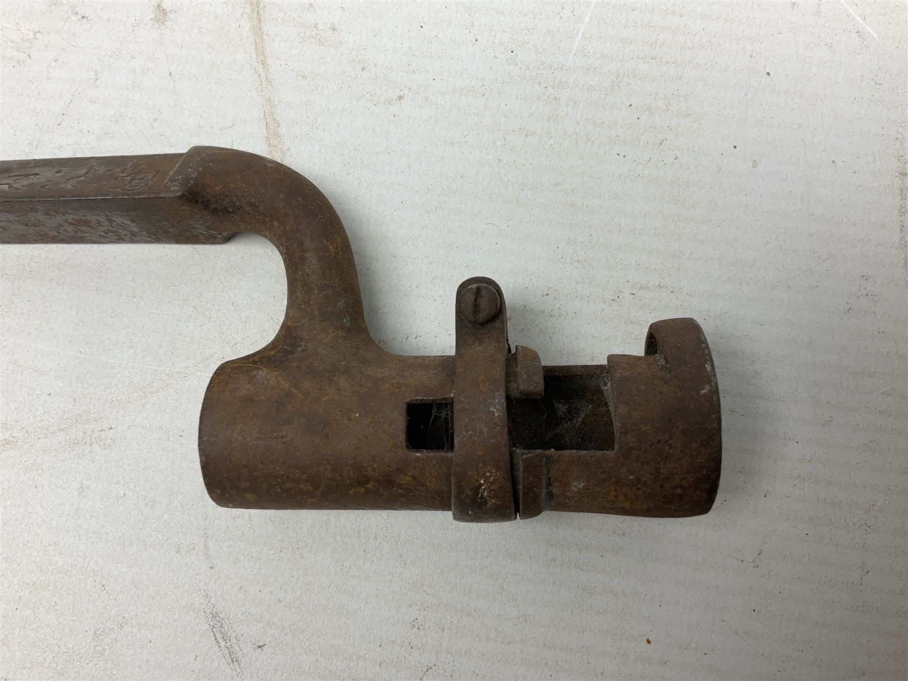 Five 19th century bayonets in relic condition without scabbards comprising British Pattern 1876 socket bayonet with Indian markings; French Model 1874 epee bayonet; and three French Model 1866 sabre bayonets (5)