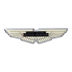 Aston Martin David Brown enamel and chrome wings badge, L12cm