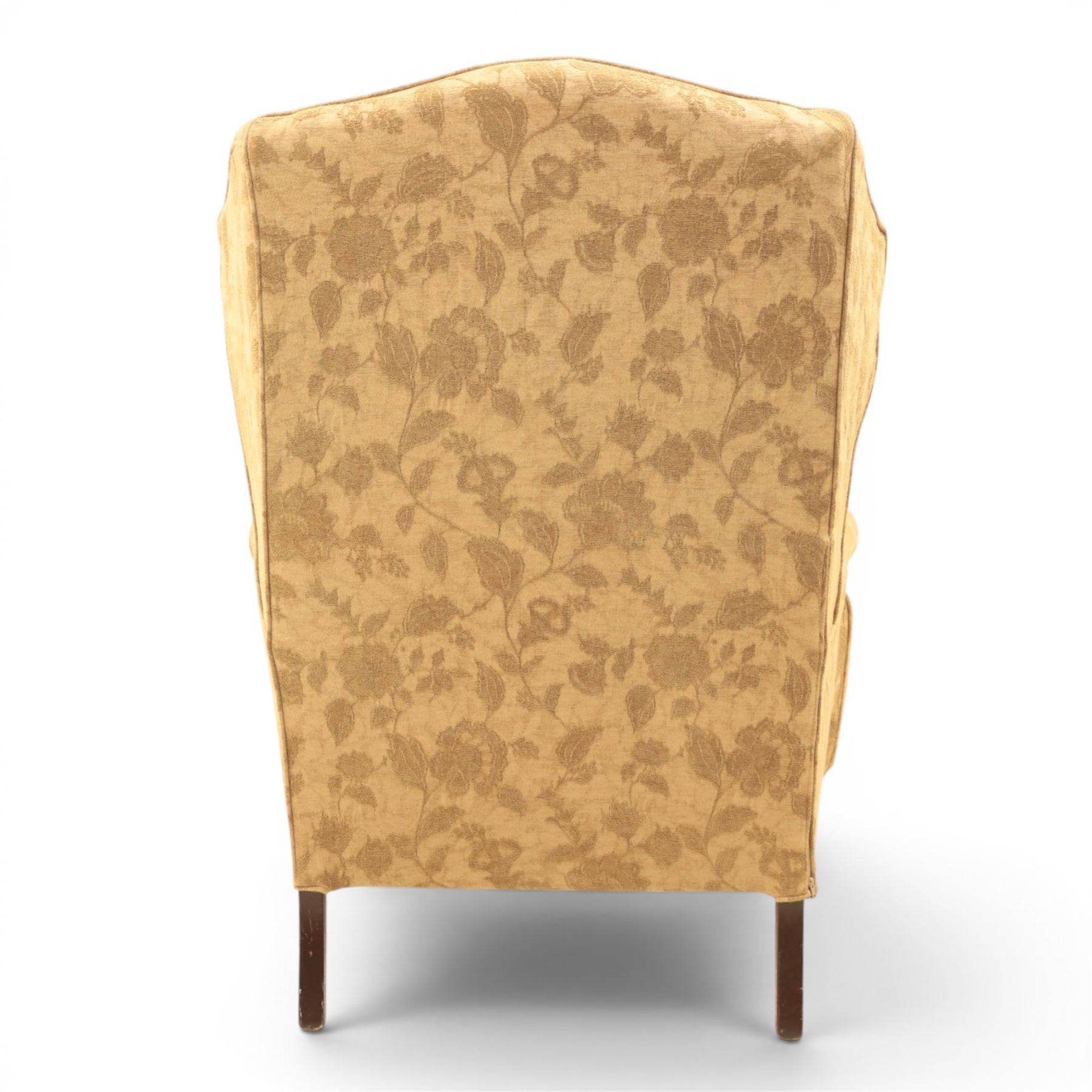 MultiYork - Georgian design wingback armchair upholstered in foliate patterned fabric