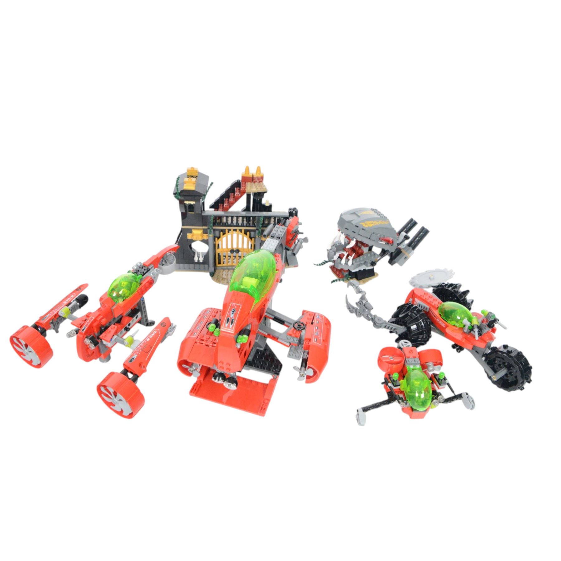 Lego Atlantis no. 8078, built with box and instructions, together with other Lego Atlantis sets including 8057, 8075, 8060, 8059 with minifigures and instructions