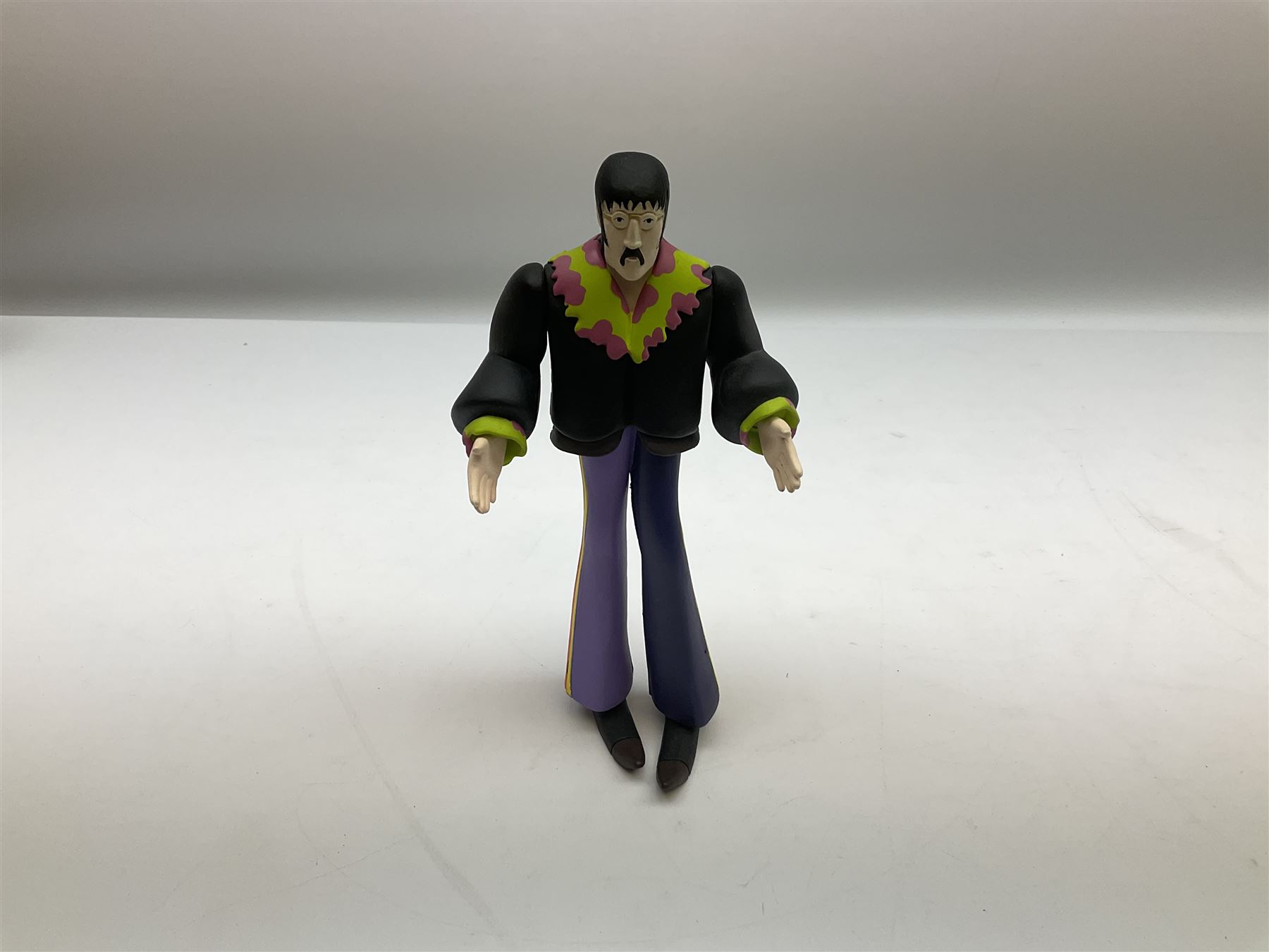 Special edition The Beatles Yellow Submarine playing cards, unopened with gilt edging in a metal tin, together with 1999 McFarlane Toys figures of Yellow Submarine John Lennon and Jeremy Hillary Boob, PH. D, tallest figure 19.5cm 