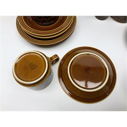 Hornsea Heirloom pattern coffee service for six, comprising of coffee pot, covered sucrier, milk jug, hot water jug, dessert plates, side plates, dinner plates, jug, salt and pepper shakers and serving platter 