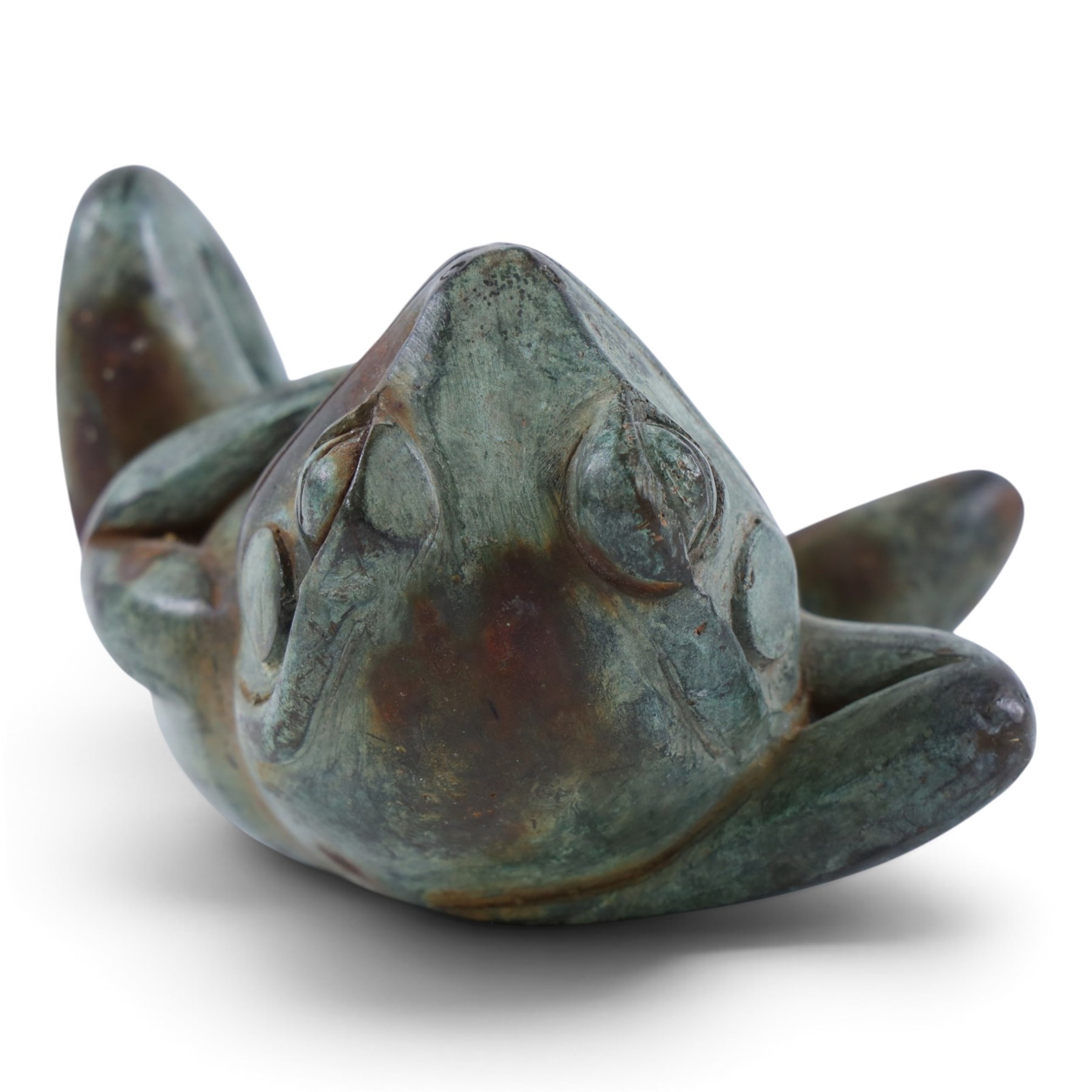Bronze figure of resting frog, H10cm