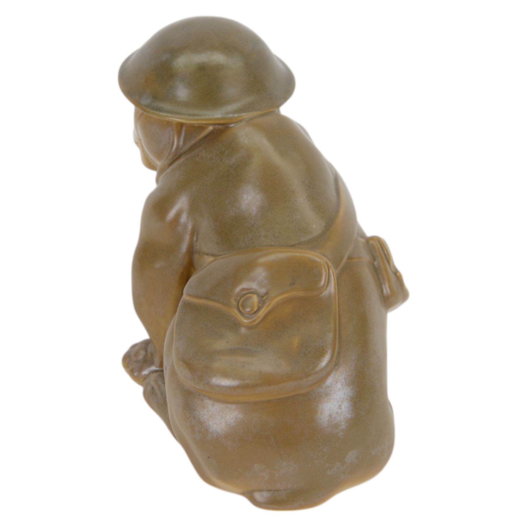 Royal Doulton Tommy Bulldog figure, modelled in WWI army uniform, khaki glazed, with printed mark beneath and N662746, H18cm