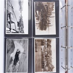 One-hundred and seventy two early 20th century Whitby view postcards, including a detailed collection documenting the destruction of Whitby following the bombardment by the German Fleet in 1914, a selection depicting the construction of the pier extensions, the opening of the new river drawbridge, a re-enactment of the medieval tradition of building the 'Penny Hedge' and the 1932 flooding of the town centre, together with a selection depicting social events at Spa, all housed within a Stanley Gibbons Picture Postcard Album