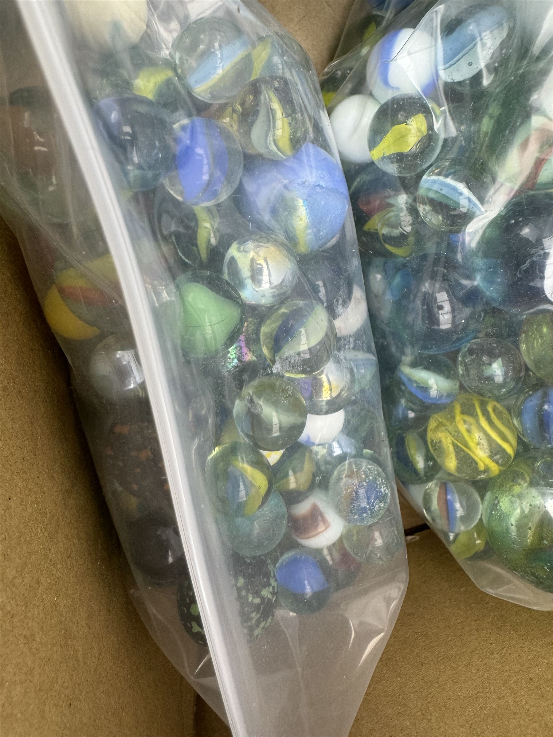 Large quantity of vintage glass marbles, in one box