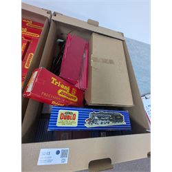 Collection of 00 gauge Hornby Dublo and Triang rolling stock, including one steam locomotive, two diesel shunters, breakdown crane, wagons, track and other accessories, mostly boxed, in three boxes