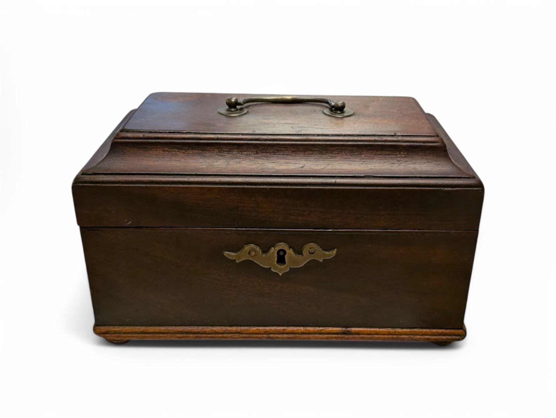 19th century mahogany tea caddy, H14cm