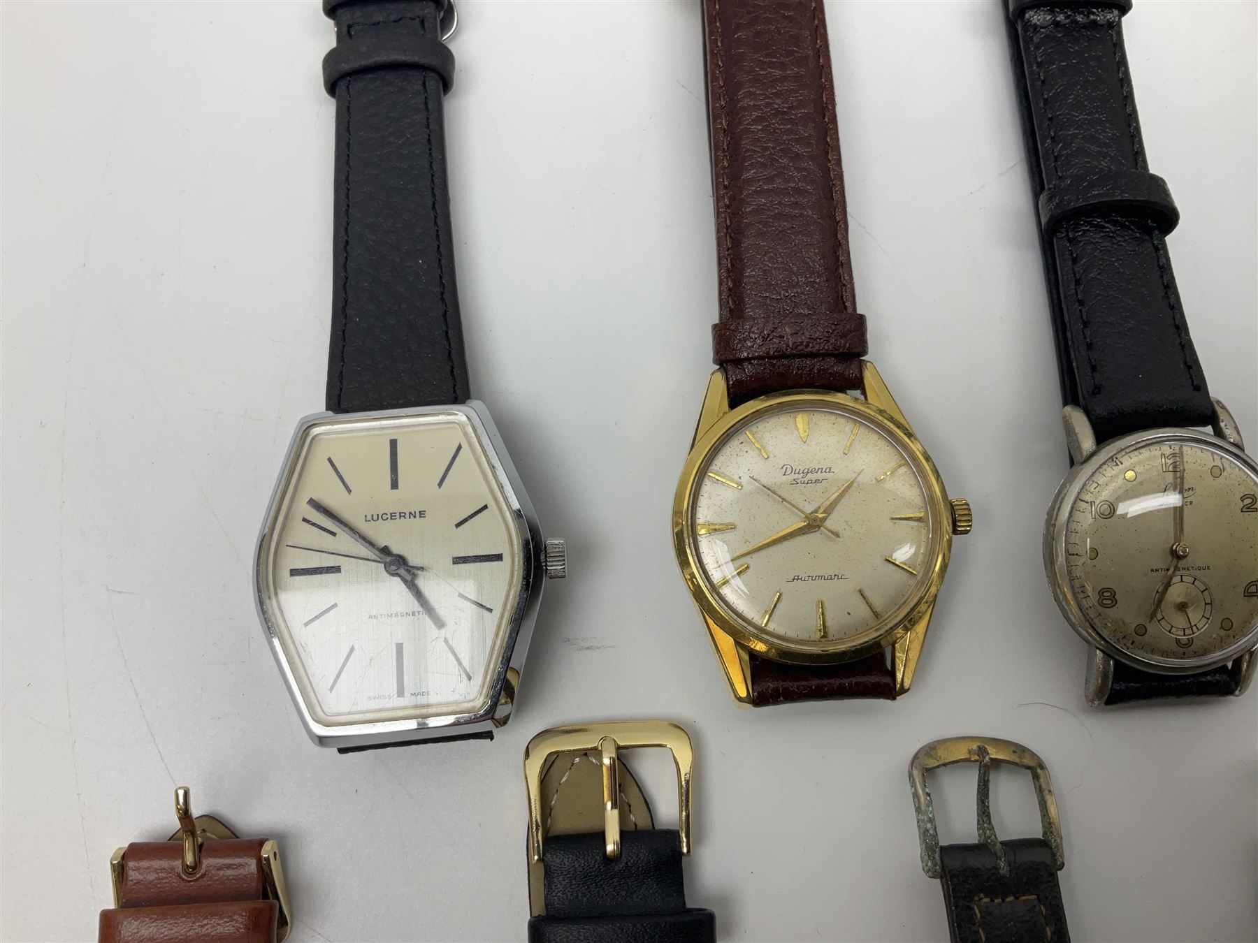 Collection of thirty wristwatches including Lucerne, Josmar, Astral, Mido, Thussy, Waldman, Camy, Doxa Lator, Avia, Lip, Enicar and Favre-Leuba