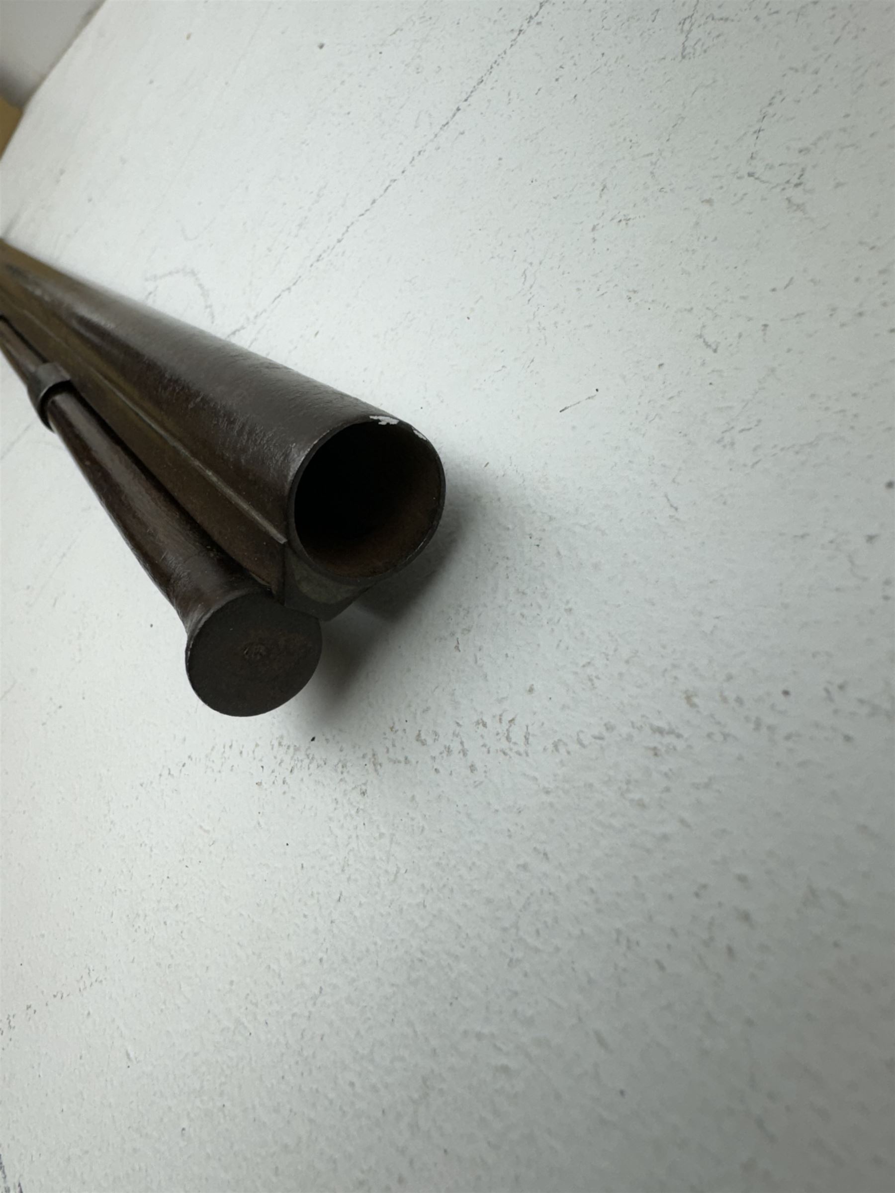 19th century Jones single barrel percussion fire shotgun, muzzle loader, walnut stock with chequered grip and engraved steel fitting marked Jones, the 68cm (27