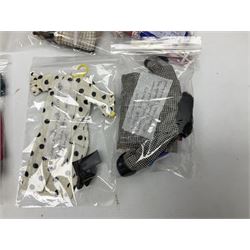 1960s Palitoy Tressy fashion doll, boxed with stand and booklets; four additional Tressy outfits (In The Office, Winter Journey, Winter Sports and Evening Date); two other outfits; and Tressy's Little Sister Toots doll with Style Book and additional outfit