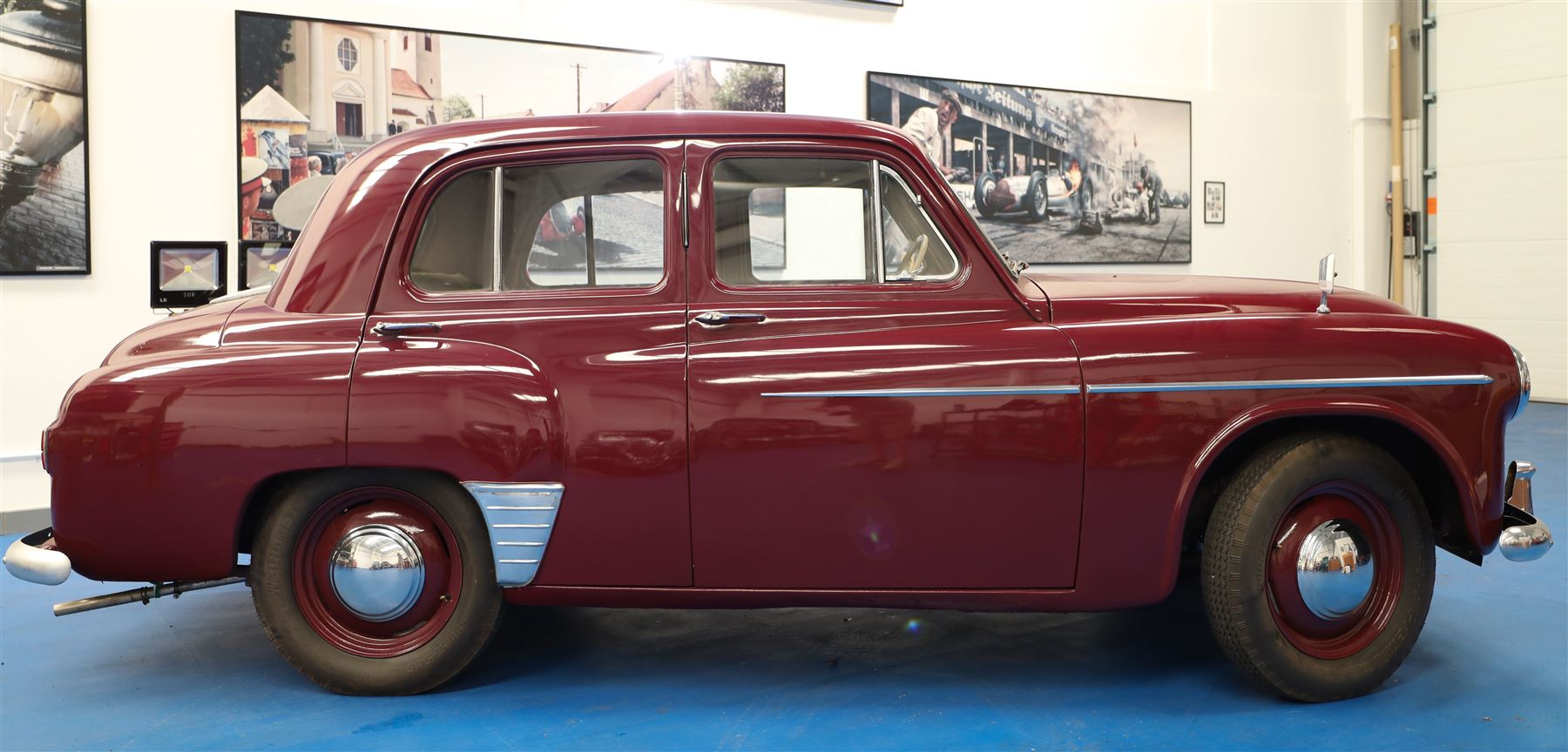 1953 Hillman Minx Saloon

Registration: NYP 135
Engine: 1,265cc petrol
Transmission: Manual, column change
Odometer reading: 37,553 miles
Colour: Maroon red
Interior: Cream
Former keepers: 3
V5C: Present
Keys: One

A 1953 Hillman Minx four-door saloon, finished in maroon red with a contrasting cream interior.

Powered by a 1,265cc petrol engine with manual column-change transmission. The Smiths speedometer displays 37,553 miles, although this mileage has not been independently verified.

The vehicle has previously been restored and presents with glossy maroon paintwork, cream bench seating and a period dashboard and steering wheel. The engine bay is painted to match the exterior and appears generally tidy. The underside has been coated or undersealed in places, with the chassis, floor sections, suspension and exhaust visible in the accompanying photographs.

At the time of cataloguing, the engine turned over but did not start.

Features

• 1,265cc petrol engine
• Manual column-change transmission
• Right-hand drive
• Four-door saloon body
• Maroon red exterior
• Cream bench-seat interior
• Smiths instrumentation
• Period dashboard controls
• Steel wheels with chrome hubcaps
• Chrome bumpers and exterior trim
• Rear-hinged bonnet
• Leaf-spring suspension

History and Documentation

• V5C registration document present
• Three former keepers recorded
• One key
• Pitman’s handbook included

Condition

The vehicle is presented in restored condition. The maroon paintwork retains a good overall gloss, with some age-related marks and imperfections visible on closer inspection.

The cream interior presents well overall, with signs of age and use to the upholstery, carpets, dashboard and controls. Some surface deterioration and pitting are visible to areas of the chrome and brightwork.

The engine bay appears tidy, although some wiring and ancillary components appear non-original or subsequently renewed. The underside has received protective coating or underseal in areas. Prospective purchasers should inspect the structure, chassis, floor, suspension and mechanical components carefully.

At the time of cataloguing, the engine turned over but did not start. The vehicle has not been mechanically inspected or road tested by the auctioneers.

Prospective purchasers should satisfy themselves as to the vehicle’s condition, specification, originality, mileage, identity and roadworthiness before bidding.

This vehicle forms part of the Estate of the Late John Sills and is offered for sale by the Executors, confirming a genuine reason for sale.