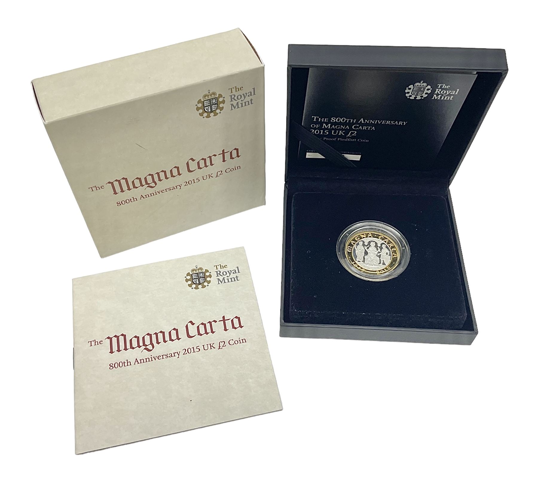 The Royal Mint United Kingdom 2015 ''The 800th Anniversary of Magna Carta' silver proof piedfort two pound coin, cased with certificate