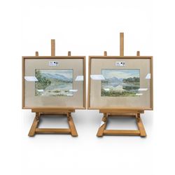 Valentine Green (20th century): Calm River Landscape in Summer, pair of watercolours signe...