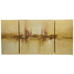 English School (contemporary): Abstract Triptych, set three oils on canvas one indistinctly signed max 70cm x 70cm (3)
