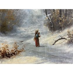 S William (British 19th century): Winter Woodland Scene, oil on canvas signed 39cm x 59cm in  swept gilt frame
