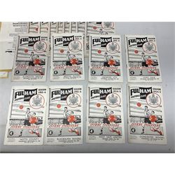Fulham F.C. programmes - twenty-seven home matches 1949/50 - 1957/58; and two photocopies of memorabilia items