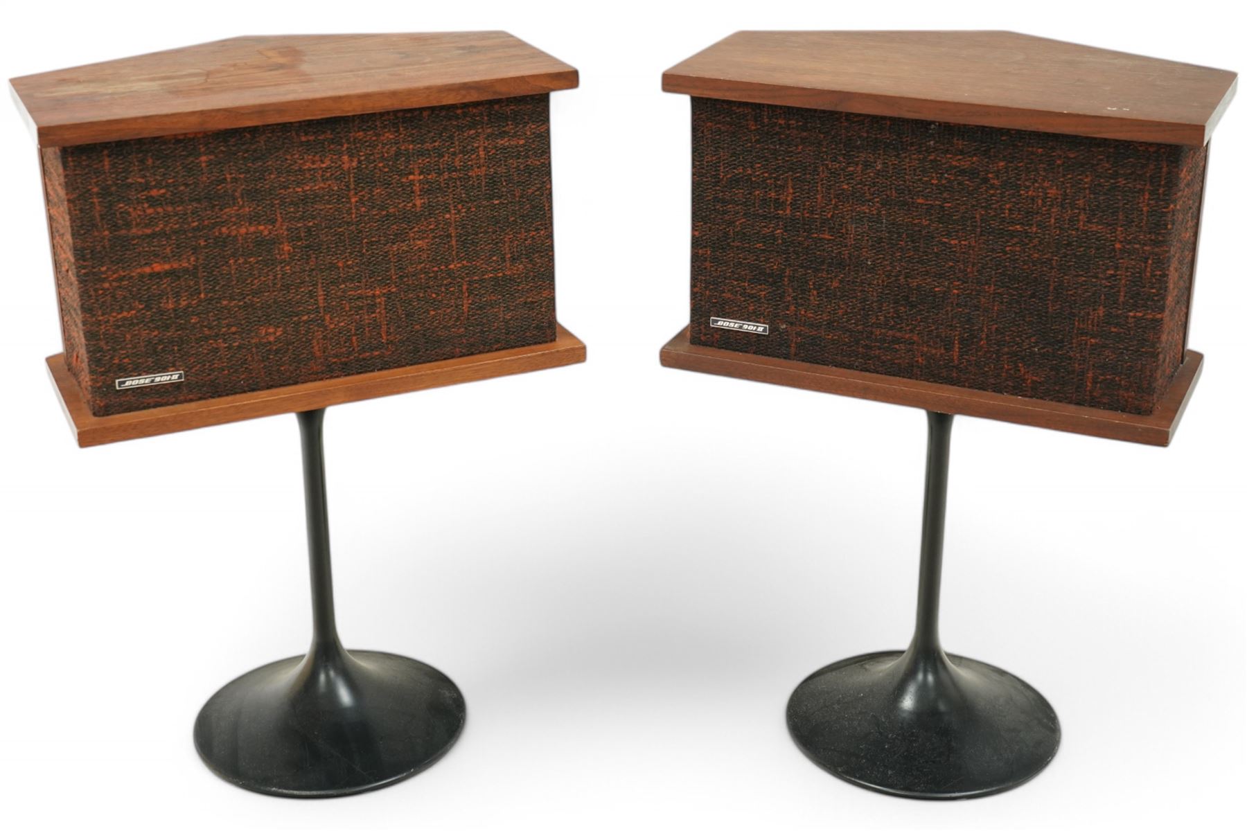 BOSE - pair of 901 Series II speakers, walnut cased on tulip stands
