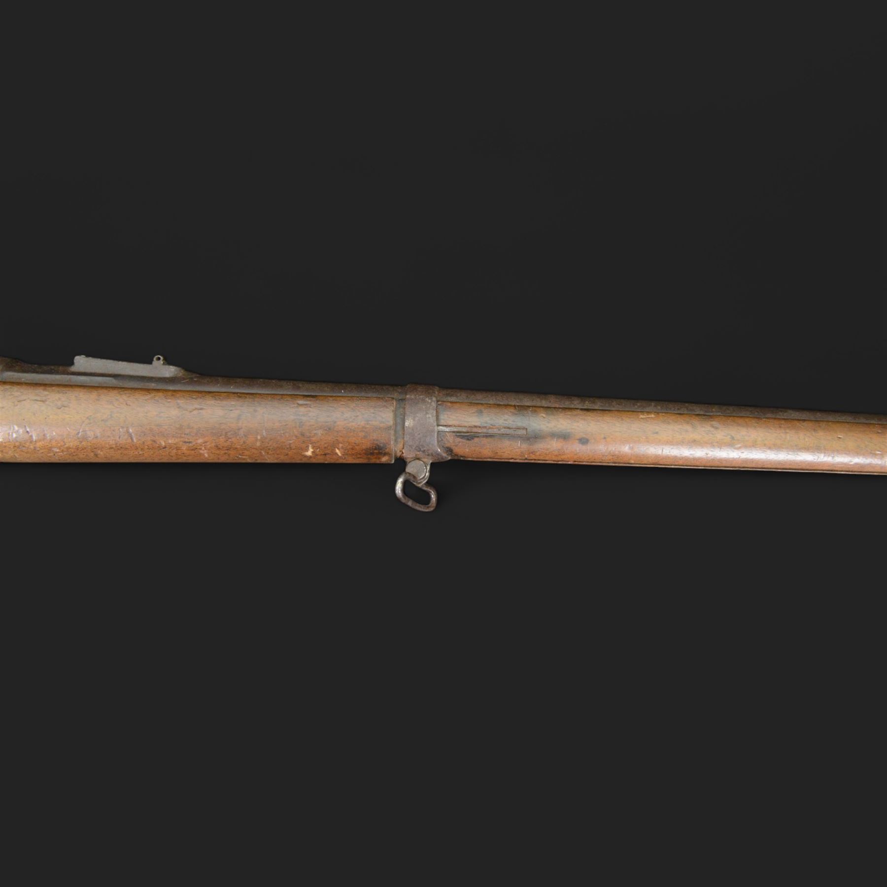REGISTERED FIREARMS DEALER ONLY De-activated 19th Century French Chassepot Rifle type 1874, serial no 60024, breech stamped Manufacture D’Armes, with detachable ram rod bolt action with full length walnut stock, stock marked 29916 V MA M S Juillet J 1874, L130cm IMPORTANT NOTE THE RIFLE IS DEACTIVATED BUT TO PRE-2018 STANDARD ONLY. IT CAN ONLY BE PURCHASED BY A REGISTERED FIREARMS DEALER, MUSEUM HOLDING CURRENT UK LICENCE OR WITH APPROPRIATE EXEMPTION