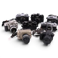 Twelve Minolta cameras and a Panasonic Lumix DMC-FZ8