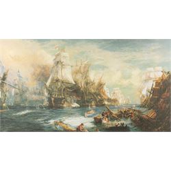 After William Lionel Wyllie RA RWS (British 1851-1931): Trafalgar 2:30pm, coloured print s...