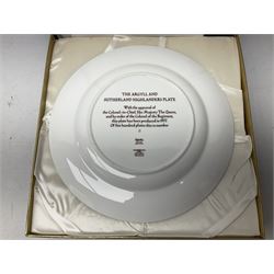 Five Spode Mulberry Hall limited edition Regimental commemorative plates - Argyll & Sutherland Highlanders No.9/500; Cheshire Regiment No.352/500; Kings Own Scottish Borderers No.113/500; Black Watch Royal Highland Regiment No.331/500; and Royal Welch Fusiliers No.309/500; all boxed with certificates (5)