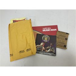 Music Man Bongo 4 string bass guitar, in sapphire black finish, serial no F42547, in black Music Man hard case, guitar L113cm