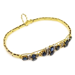  14ct gold sapphire and diamond bracelet, stamped 585  