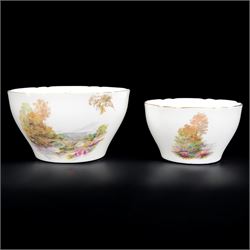 Shelley Heather pattern coffee service for six, including coffee pot, milk jug, two open sucrier, coffee cups and saucers, tea cups and saucers, etc