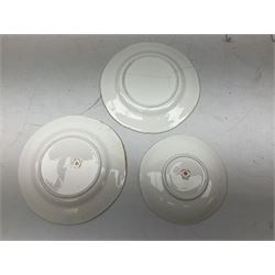 Quantity of Royal Albert tea wares to include 'Moss Rose' teapot, sucrier and saucers, together with teacups, saucers, side plates, jug etc decorated with orange, yellow and blue floral sprays with gilding upon plain ground, all stamped Royal Albert beneath