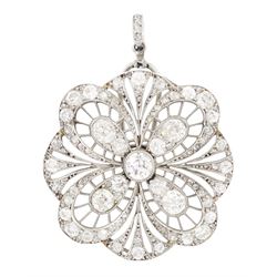 Boucheron late 19th / early 20th century platinum old cut diamond Belle Époque pendant / b...