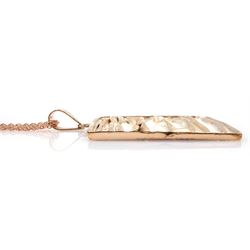 Rose gold on silver textured pendant necklace, stamped 925