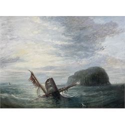 John Harvey Oswald (Scottish 1843-1895): 'A Sketch off the Bass', oil on panel, signed titled and dated 1865 verso 22cm x 30cm 
Provenance: private collection, purchased John Swan Limited 28th November 2013 Lot 45