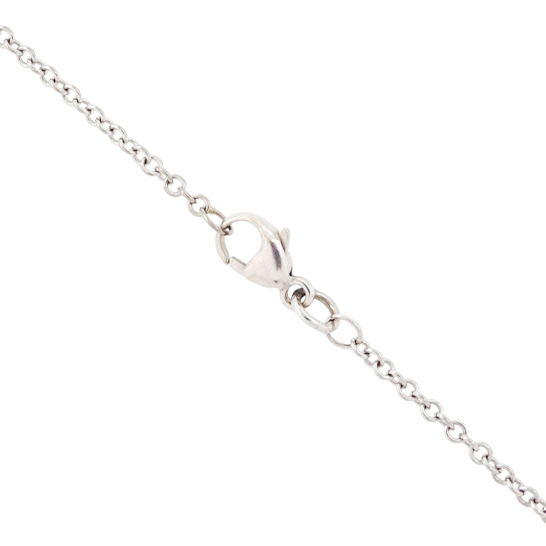 18ct white gold diamond pendant necklace, set with a single round brilliant cut diamond of approx 1.35 carat, on a fine belcher link chain necklace