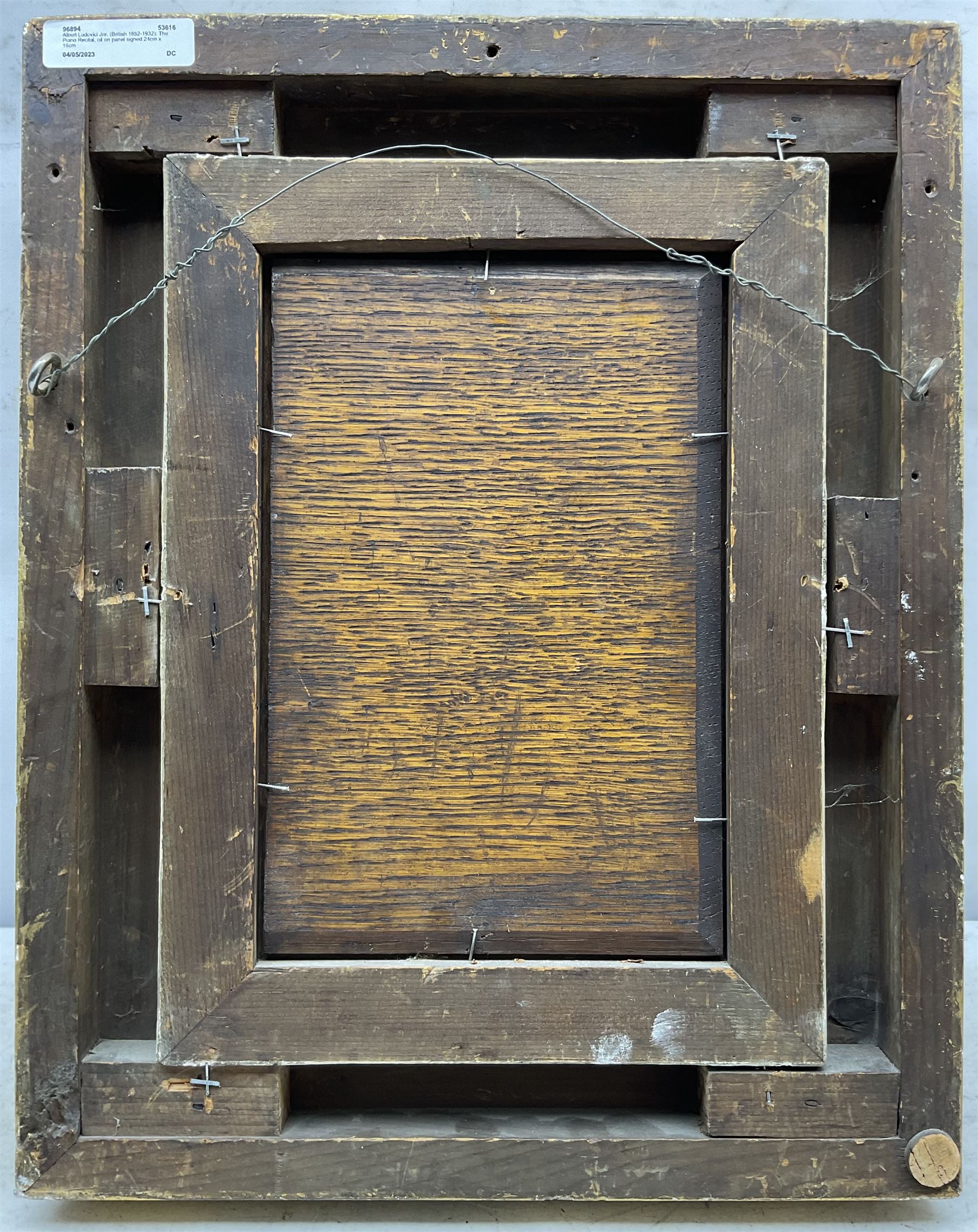 Albert Ludovici Jnr. (British 1852-1932): The Piano Recital, oil on panel signed 24cm x 16cm