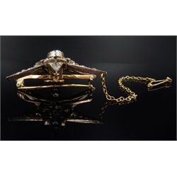  Victorian gold diamond star brooch/pendant, central diamond approx 0.65 carat  