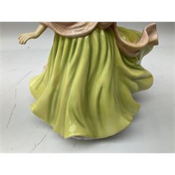 Five Royal Doulton figures from the Pretty Ladies collection, comprising Spring Ball HN5467, Autumn Ball 5465, Summer Ball HN5464, Summer HN5322 and Spring HN5321