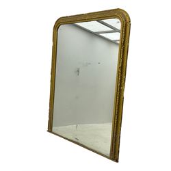Large 19th century gold painted gilt gesso arch top wall mirror   