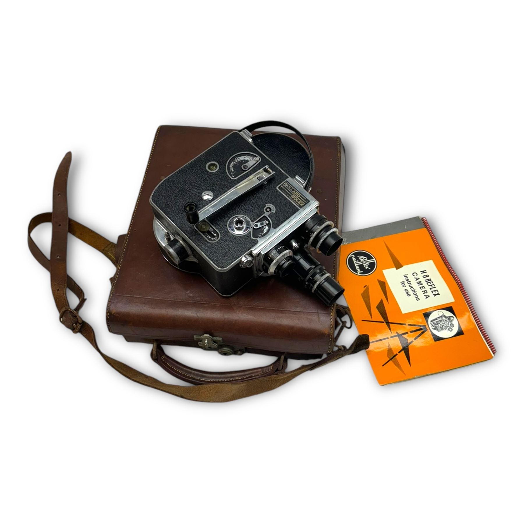 Paillard Bolex cine camera, with three lenses; Dallmeyer Speed Anastigmat F/1.5 204319, Dallmeyer Popular Telephoto and Dallmeyer Wide Angle Antistigmatic 202768, in fitted case with ephemera and accessories 