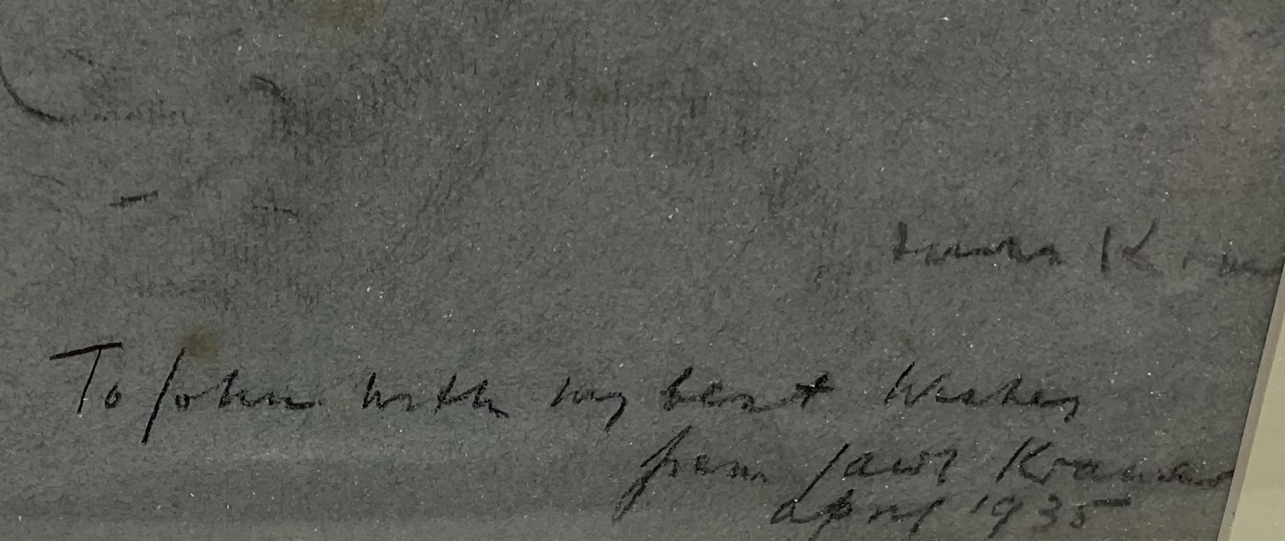 Jacob Kramer (Ukrainian/British 1892-1962): Figure of a Girl, charcoal and pastel signed and inscribed and dated 'To John with my best wishes from Jacob Kramer, April 1935', 30cm x 21cm