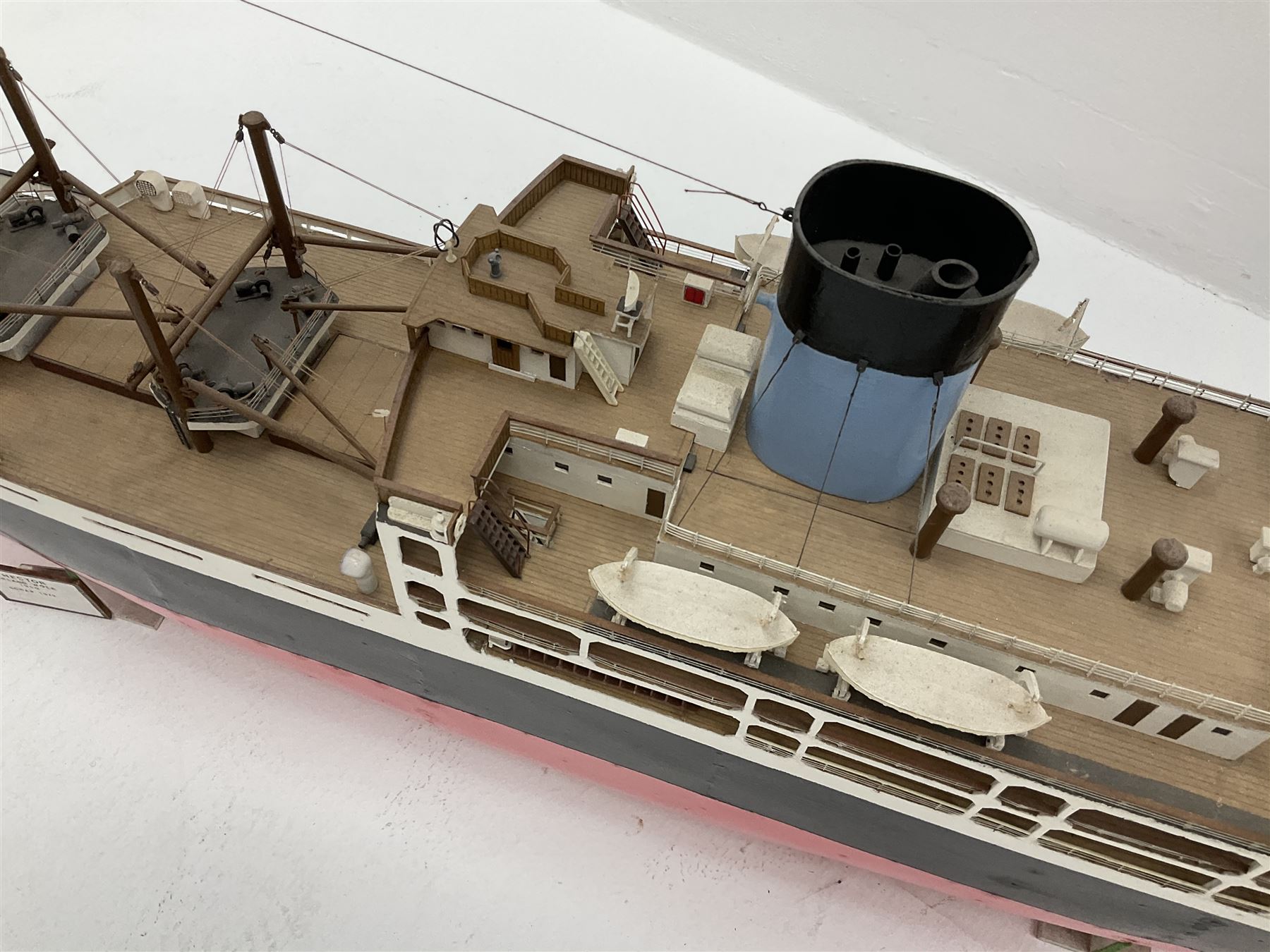 Scratch built model of the SS/HMS Hector armed merchant cruiser with full range of deck fittings L168cm with two copies of biographical information