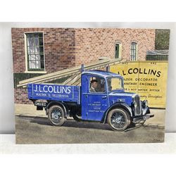 Robert Nixon (British 1955-): 'Collins Builders and Decorators' Van, oil on board signed 46cm x 61cm (unframed)  