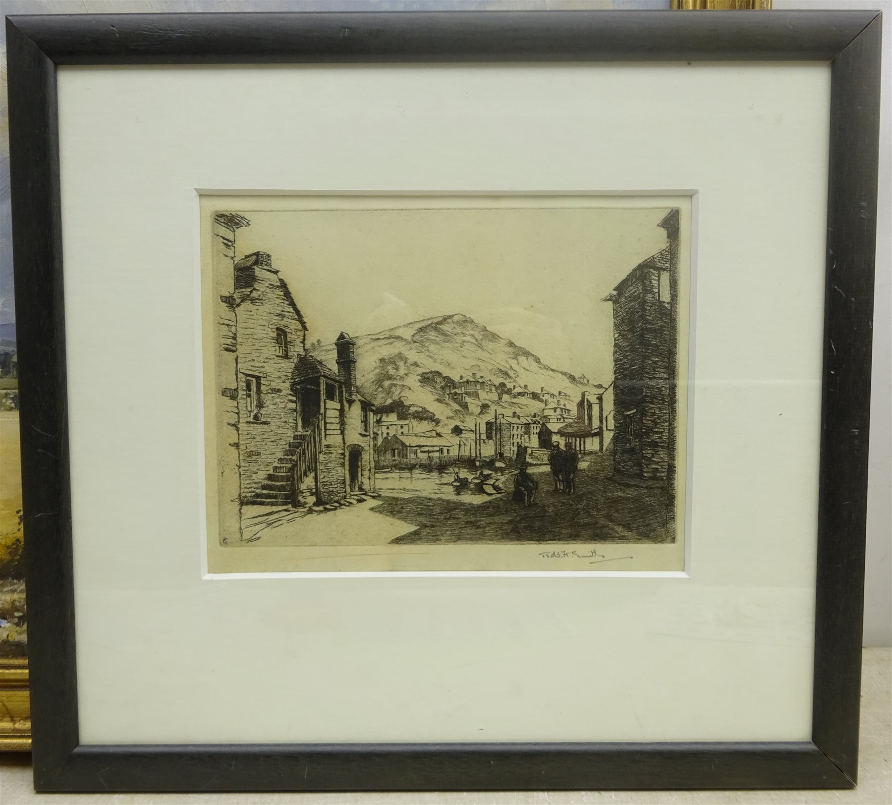 Robert Henry Smith (British exh.1906-1920): 'A Glimpse of the Harbour, Polperro Cornwall', etching signed in pencil, titled verso 18cm x 24cm