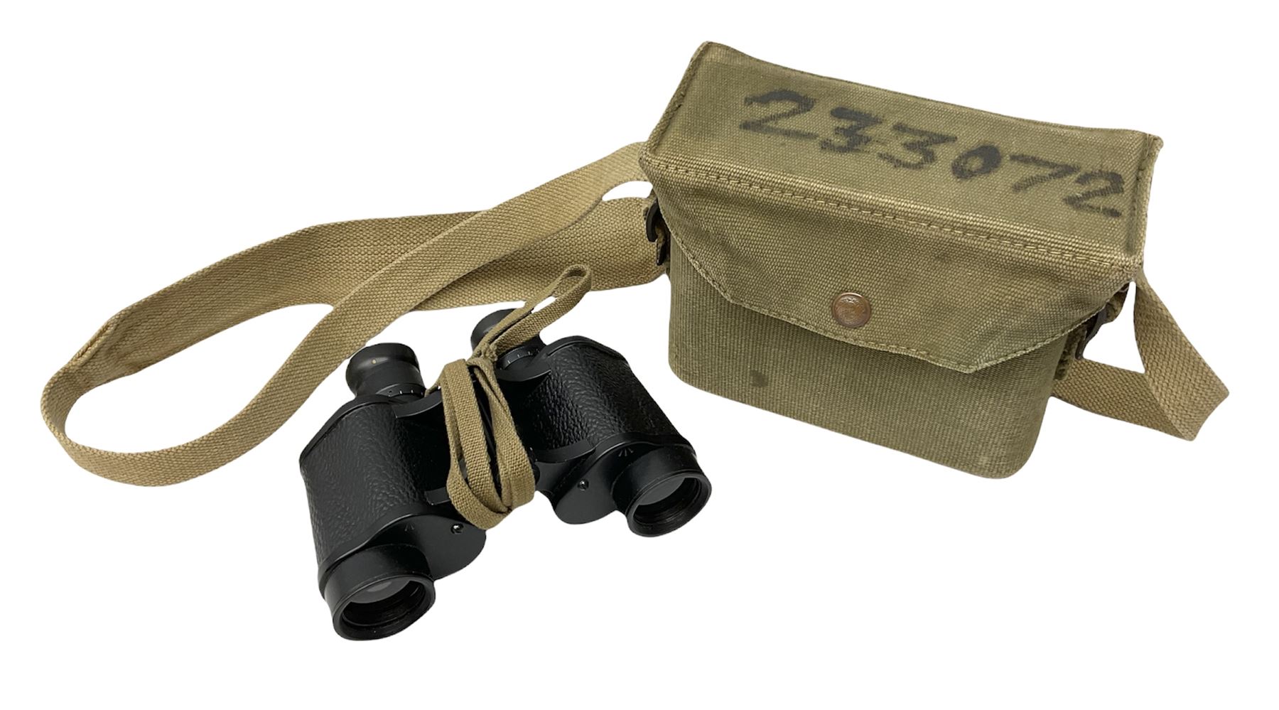 Pair of WWII 1943 Kershaw Bino. Prism No.2 MKII x6 binoculars, No. 190671, in canvas case
