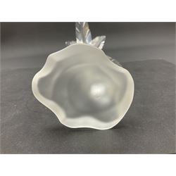 Swarovski Crystal animals, comprising camel and lion, both upon frosted crystal bases, together with Swarovski Crystal palm tree, upon similar frosted crystal base, tallest H14cm